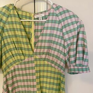 Topshop color block check dress